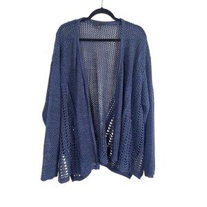 Lane Bryant Sweater Women 22 Blue Knit Beach Neutral Coverup Summer Office Cozy